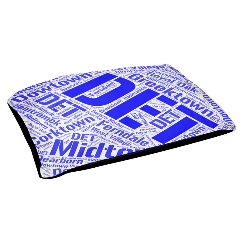 Coussin de chien « districts », Grand (l 40 po x P 30 po x H 14 po), Bleu, Détroit