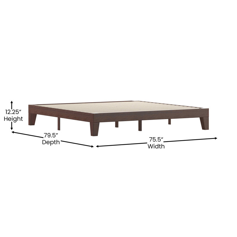 Platform Bed with Wooden Support Slats, No Box Spring Required, King, Walnut