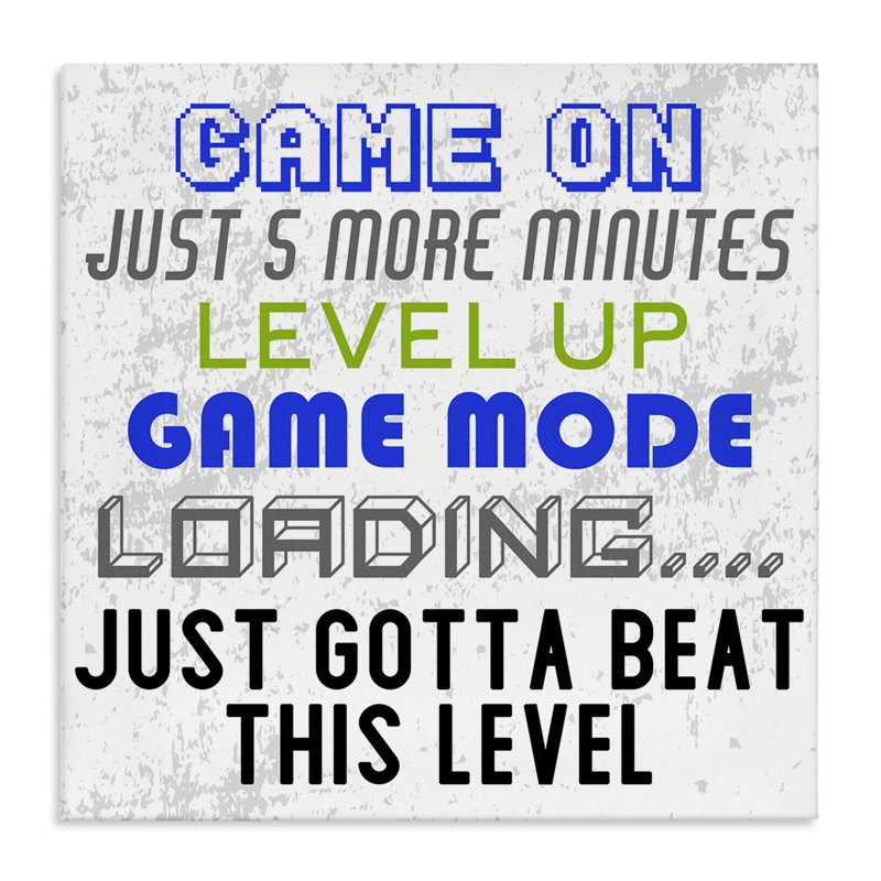 Art mural sur toile, "Game mode phrases" par Kim Allen, H 24 po x l 24 po