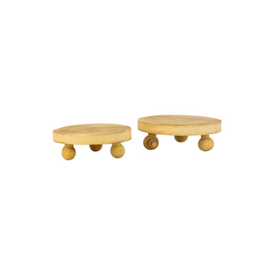  Handcrafted Wooden Display Risers – 4"H Pedestal Set of 2