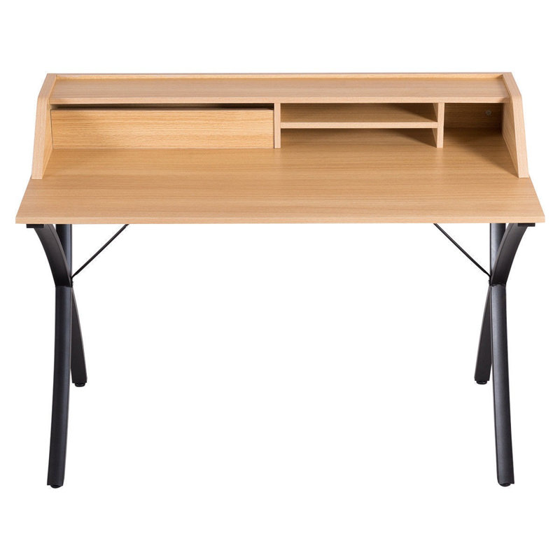 Solid Wood Top Metal Base Writing Desk