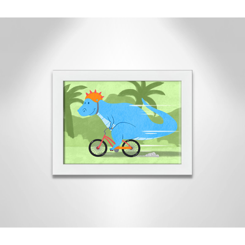 «Riding Dino 1», impression sur papier, H 24,5 po x l 34,5 po x P 0,6 po, Encadré plat blanc