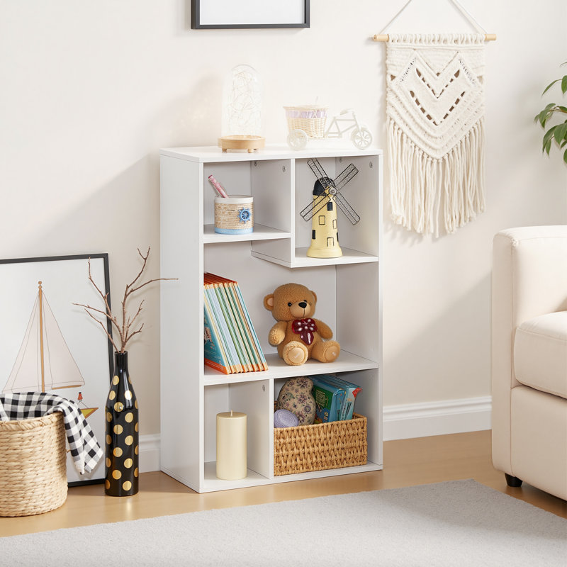 Lowene Cube Bookcase Vertical Horizontal Irregular Open Shelf Bookcase, White