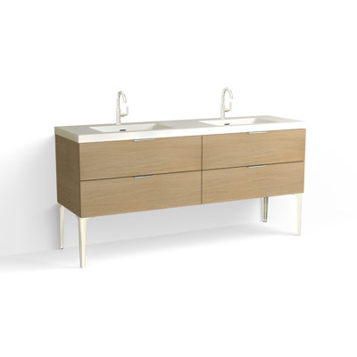 Avila 72" W Freestanding Double Bathroom Vanity with Dean Leg
