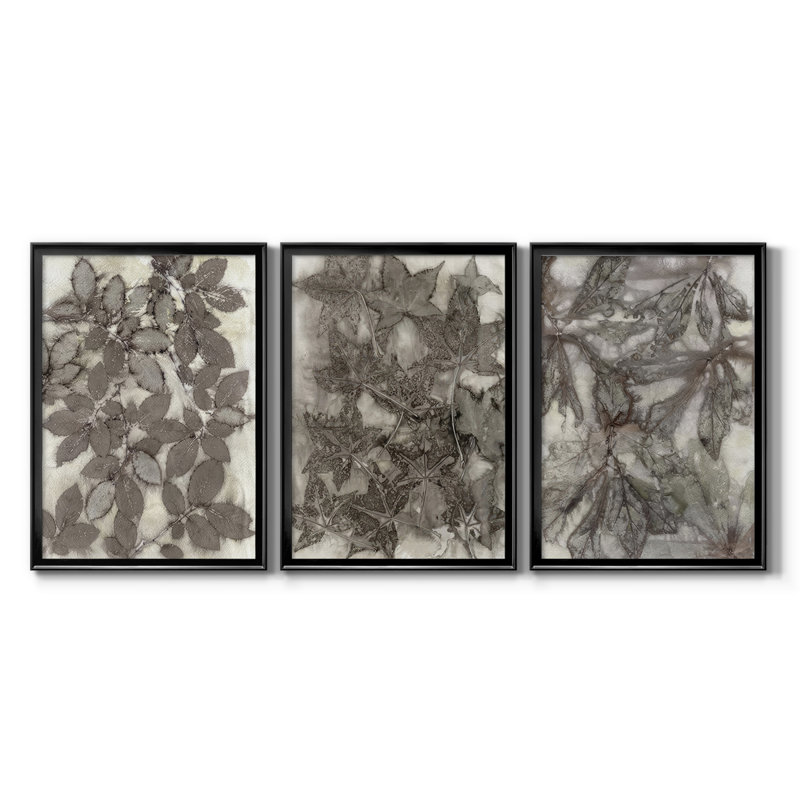 Feuilles de rose - Toile tendue avec châssis sur mesure - 3 pièces, Noir, H 21 po x l 30 po