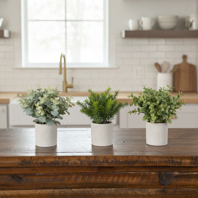 8in. Artificial Mini Greenery Potted Plant - Set of 3