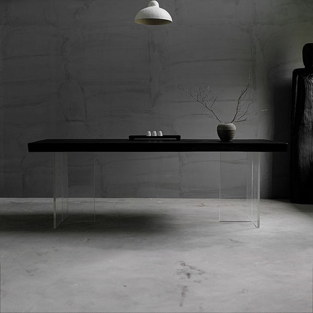 George Oliver Black Rectangular Solid + Acrylic Dining Table For Dining ...
