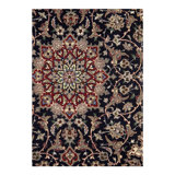 Melfred Oriental Area Rug in Navy Blue