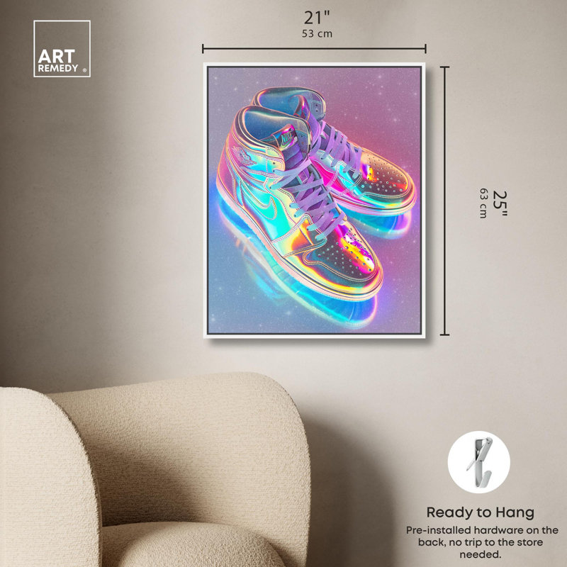 Bright Sneaker Holo, Cadre flottant blanc, H 25 po x l 21 po x P 1,8 po