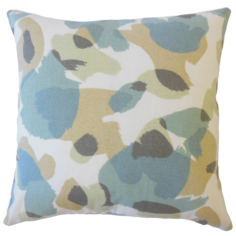 Tasanee Feather Reversible Throw Pillow, 20" x 20", Blue/Green/Gray