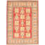 Tapis décoratif en laine rouge/beige à motif de noué à la main New Age Finest de conception unique 6 pi 2 po x 8 pi 8 po New Age