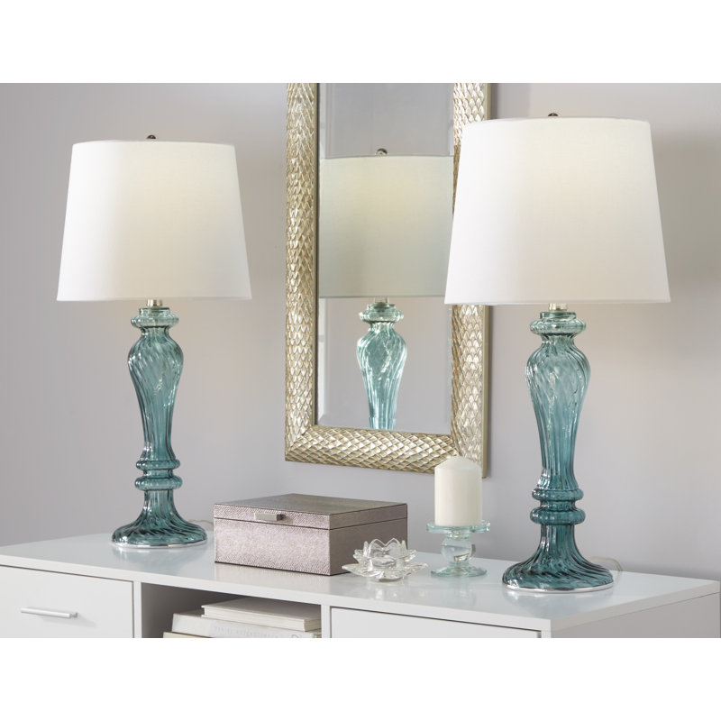 Ensemble de lampe de table 25,5" Lowrey, Turquoise transparent
