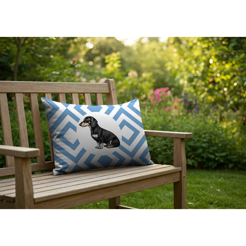 Coussin réversible intérieur / extérieur Dachshund Dog, 20 po x 14 po, Bleu