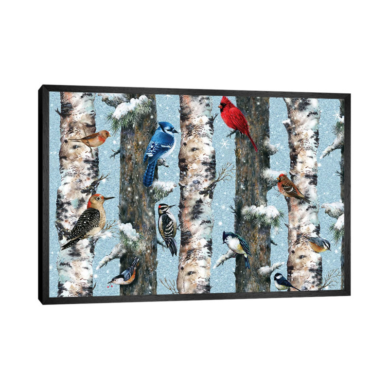 Songbirds in the Forest 1 Piece Wall Art on Canvas, 101.6 cm H x 66.04 cm W, Black Framed