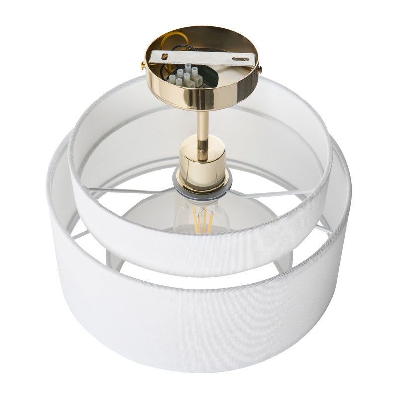 1 - Light Gold Drum Pendant, White