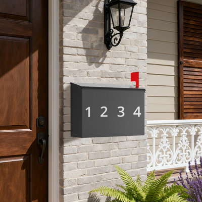 Wall Mounted Mailbox With Red Flag