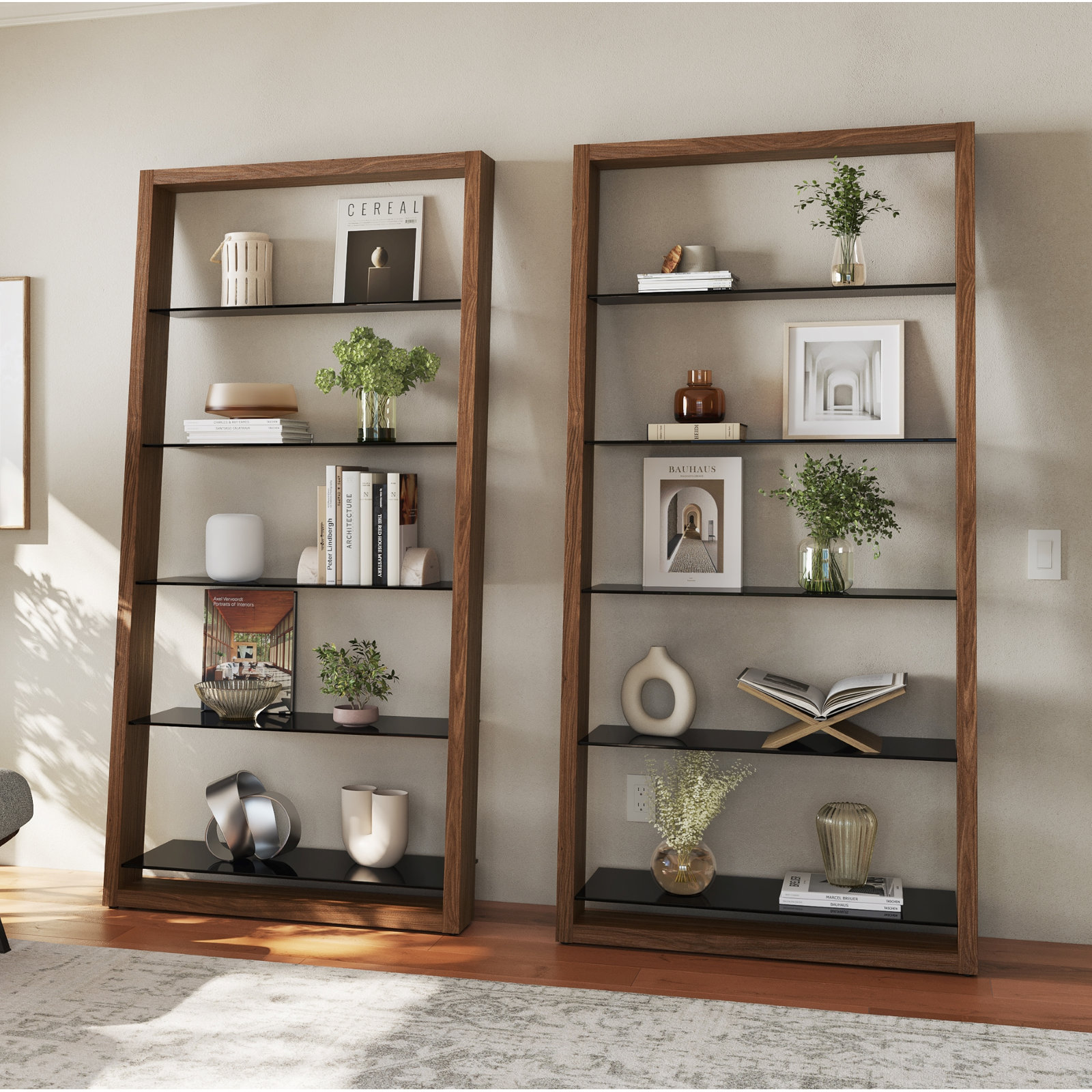 Eileen Blanc 34" Bookcase, Walnut