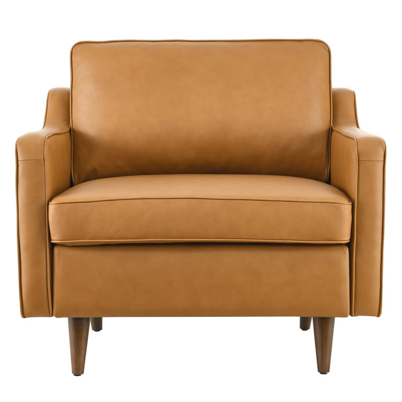 Impart Genuine Leather Armchair, Tan Genuine Leather