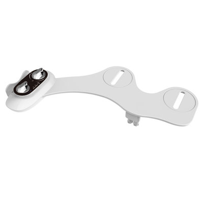Bidet de toilette blanc avec double buse à l'avant et à l'arrière, poignées pour l'eau, support pour téléphone, plastique, largeur de l'emballage de 11 po