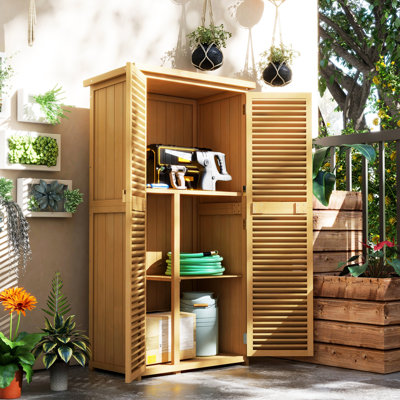 5' X 3' Yellow Wooden Outdoor Storage, With Asphalt Roof & Lockable Doors - Your Gardening Belongings From Garden Shed Make Storage More Functional And Practical
