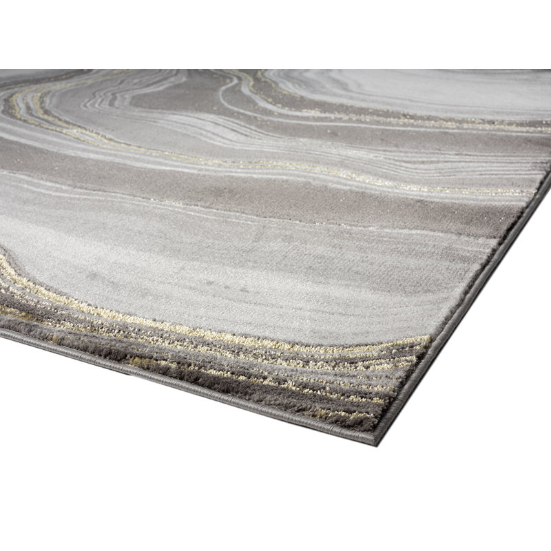 Tapis doré / gris Esquivel, Rectangle 7 pi 10 po x 10 pi