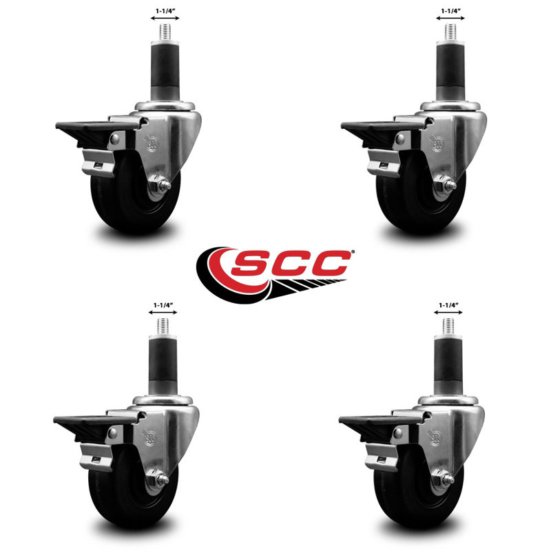 Ensemble de roulettes extensibles pivotantes avec frein Phenolique SCC PLB 3-1 / 2 po x 1-1 / 4 po