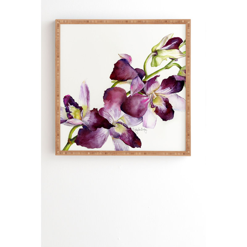 « radiant orchidées », impression, H 20 po x l 20 po x P 2 po, Armature en bambou, Pas de tapis