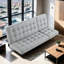 Futon convertible contemporain gris avec capitonnage biscuit, réglable, bois massif, l 80,5 po x P 49,5 po