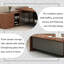 Bureau de direction 86,61 "moderne en forme de L brun minimaliste-130207805