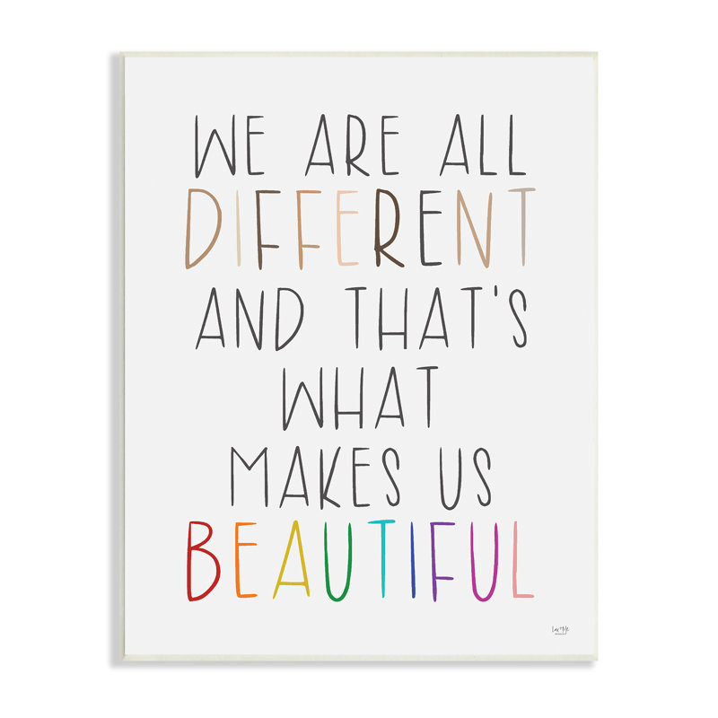 «Différent est belle citation inspirante» par Lux + Me Designs - Art textuel, Bois, H 15 po x l 10 po x P 0,5 po