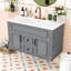 Meuble-lavabo flottant mural avec lavabo en céramique, portes et tiroirs à fermeture en douceur-130182896