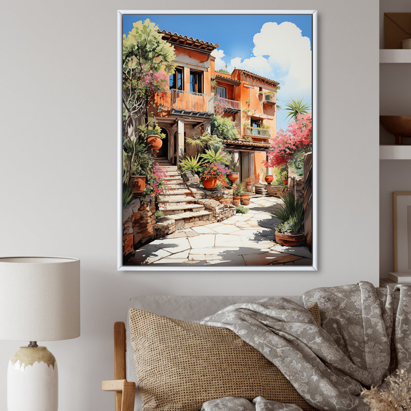 Reproduction d'art sur toile, espagnol Hacienda fauvisme I, H 20 po x l 12 po x P 1 po, Cadre flottant blanc