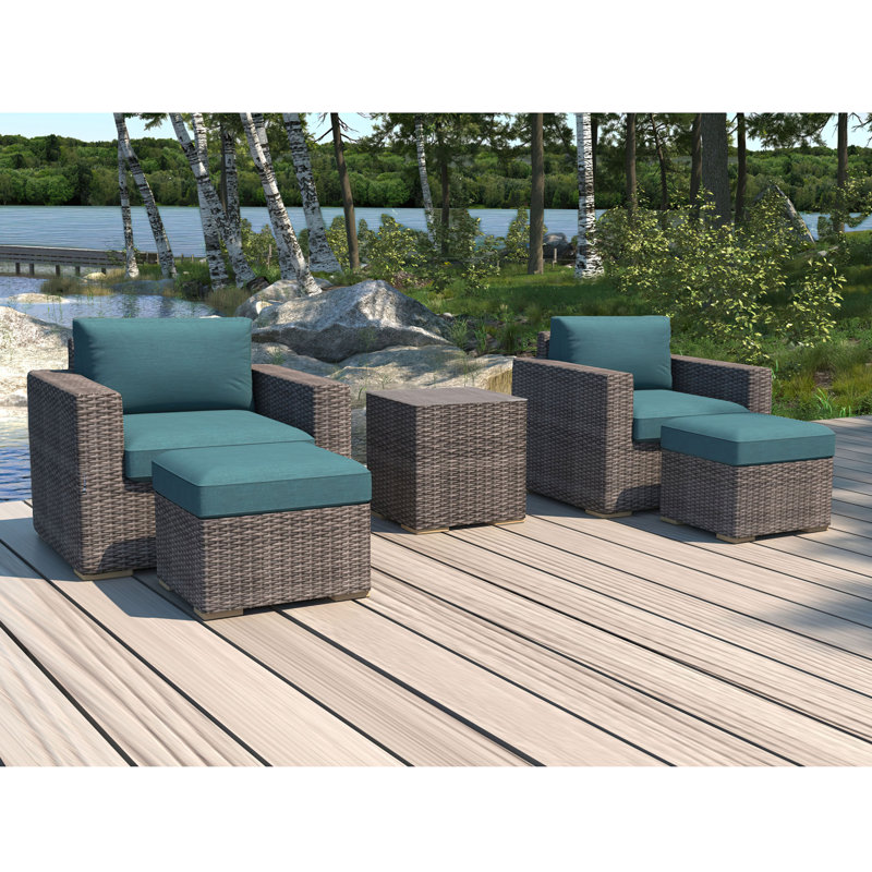 Dune Outdoor 5 - Piece Conversation Set, Cast Lagoon Sunbrella® Plainweave
