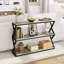 Console industrielle à 3 niveaux, canapé-lit d'entrée rustique avec tablettes de rangement, meuble télé gris clair pour le salon et le couloir, décor de ferme moderne (47,2 po)