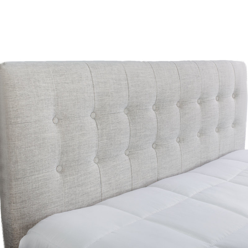 Lit tapissier avec 2 tables de chevet, Beige, Grand lit