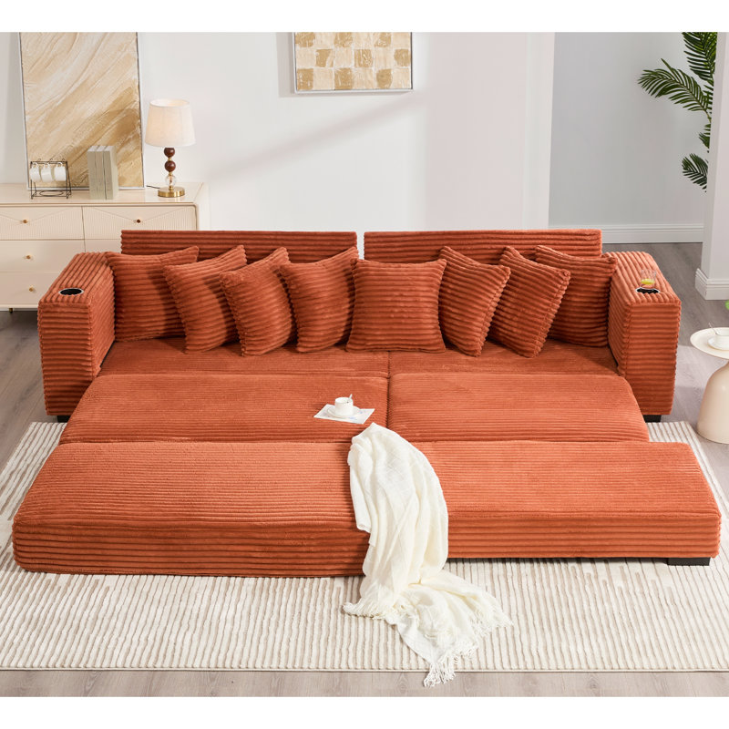 Canapé modulaire en L 110,75 po, Tissu orange