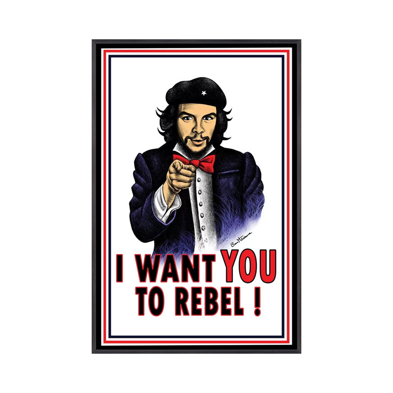 « Che » par Ben Heine-impression, Pas de tapis, H 26 po x l 18 po x P 1,5 po, Toile avec cadre noir patiné