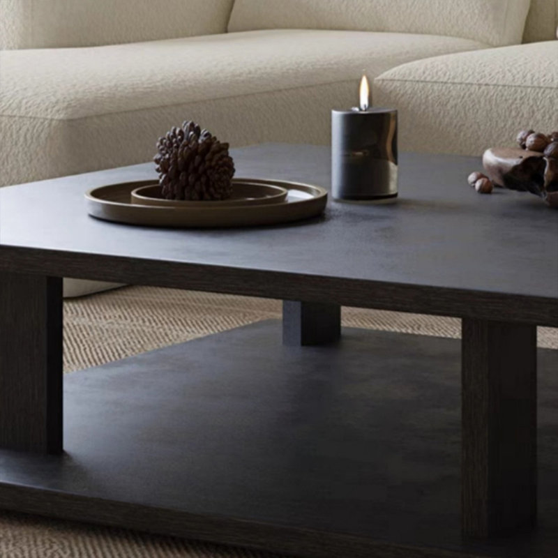 Table basse simple et moderne, H 14,96 po x L 31,49 po x l 31,49 po, Noir