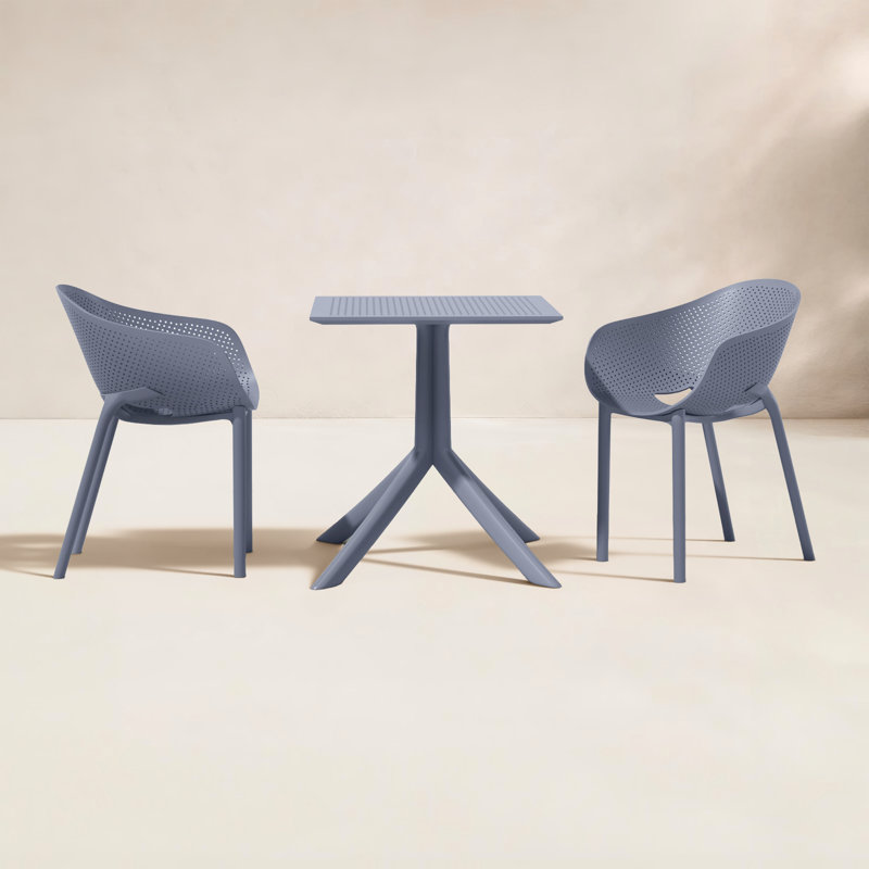 Ensemble bistro long pour 2 personnes 27,5 po Farrah Square, Gris foncé