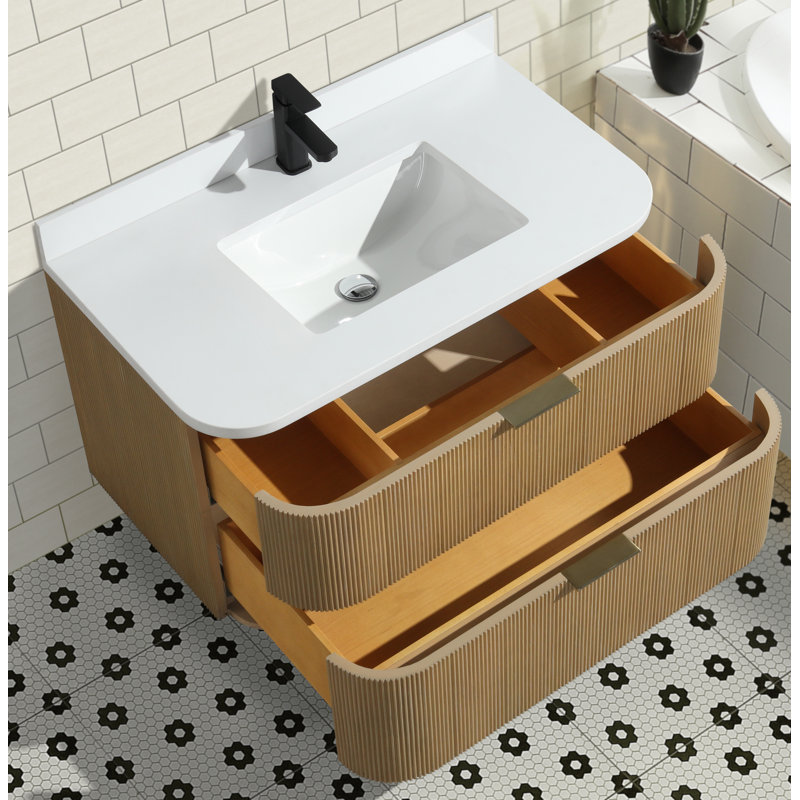 Bulloch 36'' Single Bathroom Vanity With Engineered Quartz Top