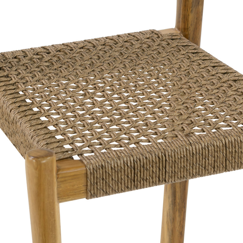 Ensemble de 2 chaises de salle à manger d'intérieur / extérieur en teck clair Bleta avec siège tissé à la main et dossier à lattes