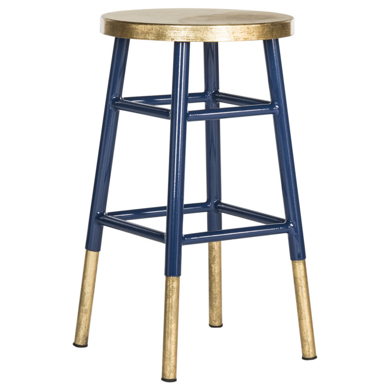 Worcester Counter Stool with Metal Frame, Navy/Gold