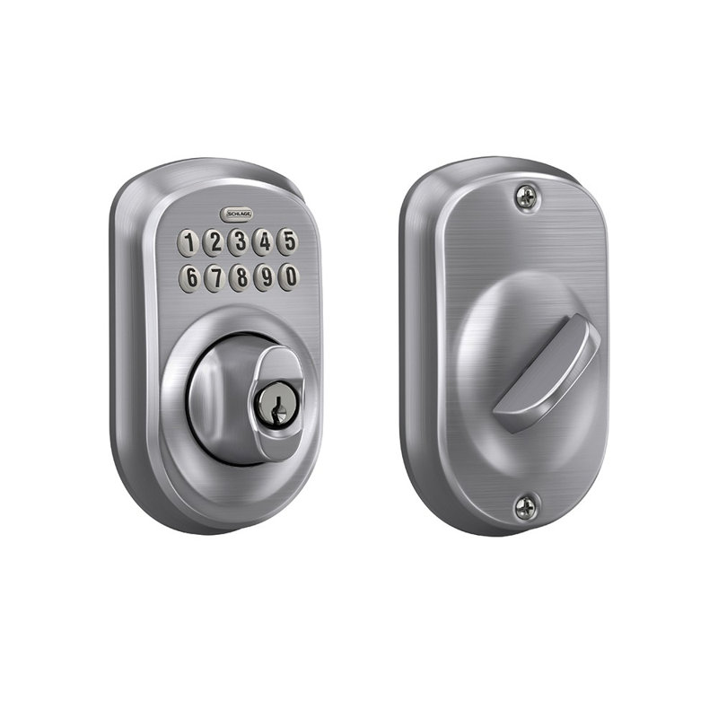 Schlage Keypad Deadbolt with Plymouth Trim, Satin Chrome