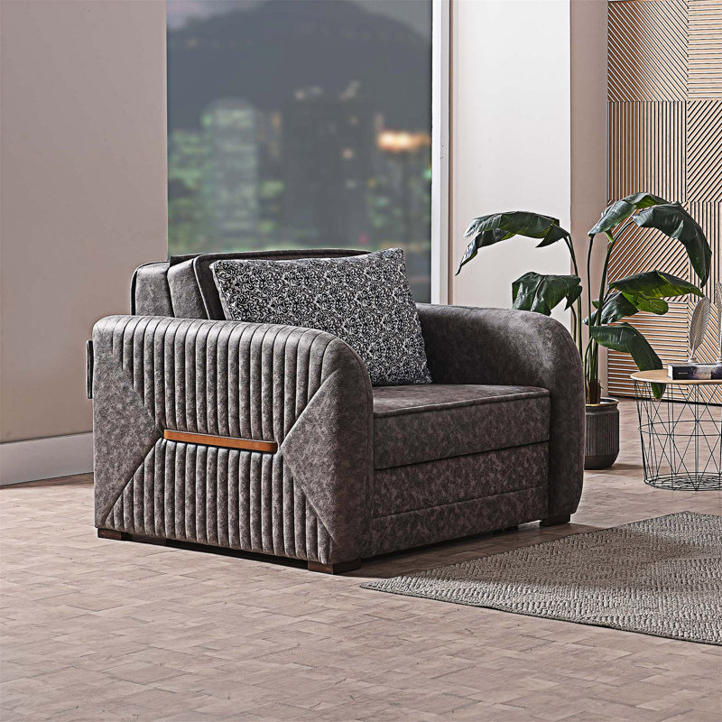 Fauteuil rembourré convertible avec rangement, Gris