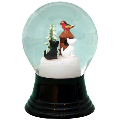  Snowglobe Medium Cats With Birdhouse 80mm
