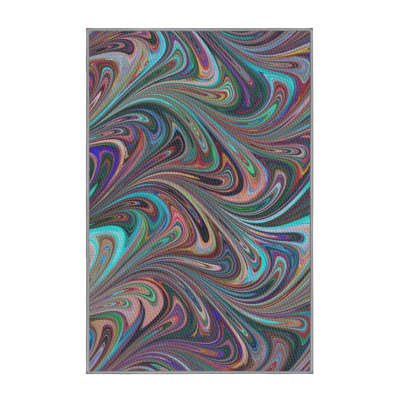 Tapis abstrait mauve / vert / bleu, Rectangle 2 pi x 3 pi