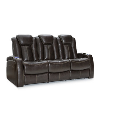 Canapé de cinéma maison inclinable électrique en cuir véritable de 83 po de largeur avec porte-gobelet Eisla
