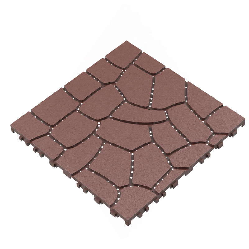 New Stone Texture 12" Deck Tiles, Red/Brown