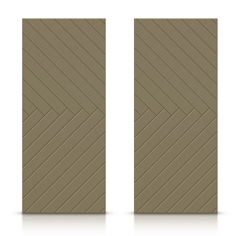 Portes de placard coulissantes à panneaux en bois manufacturé, 60" x 80", Vert olive