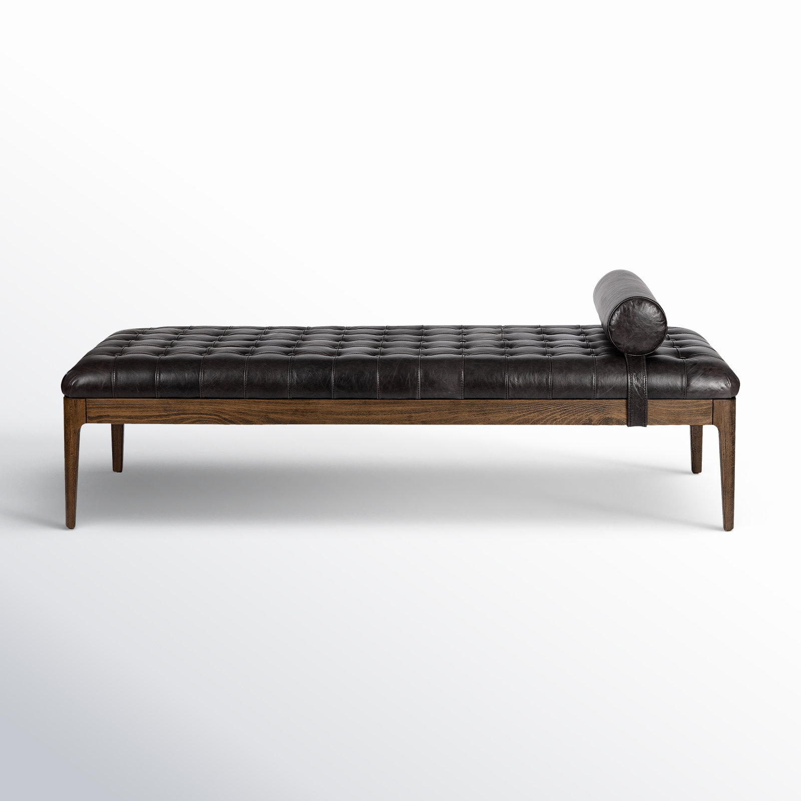 Moody Genuine Leather Bench, Sonoma Black Genuine Leather